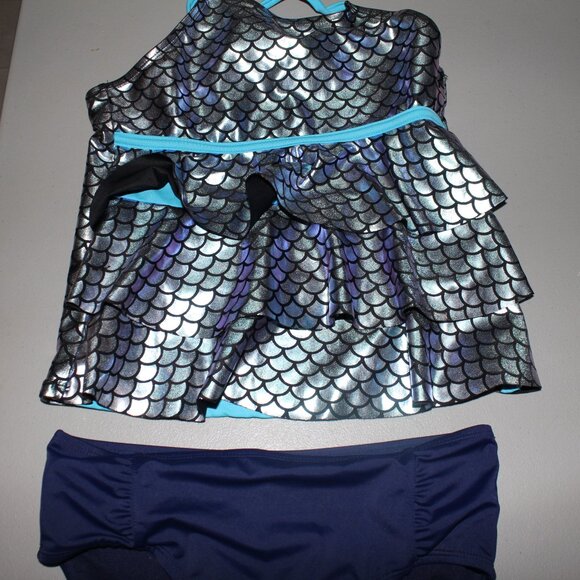 Multi Color 2 Pcs Justice Tankini Swimsuit Size 14 - Picture 2 of 10